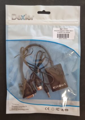 Adaptador VGA M a HDMI H con minijack y Microusb 25cm