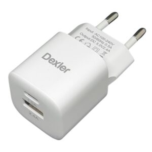 Cargador de pared Tipo C+USB (2,4A)