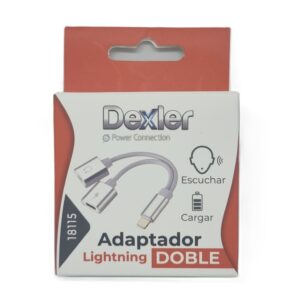 Adaptador Lightning a Lightning hembra y minijack hembra 3,5mm.