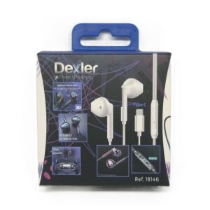 Auriculares con micrófono, botón de volumen y conector Tipo C. 1,2m