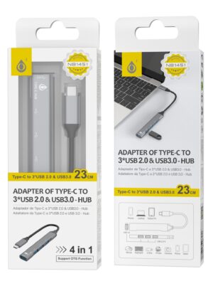HUB Tipo C M x 3 puertos USB2.0 + 1 USB 3.0