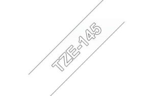 Brother TZe145 Cinta Laminada Generica de Etiquetas - Texto blanco sobre fondo transparente - Ancho 18mm x 8 metros