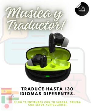 Auriculares con TRADUCTOR 130 Idiomas. Bluetooth + base de carga powerbank