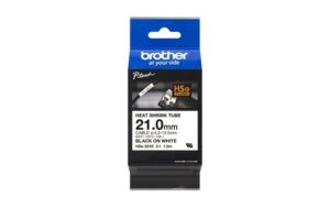 Brother HSe251E Cinta Tubo Termorretractil Original de Etiquetas para Cables - Texto Negro sobre Fondo Blanco - Ancho 21mm x 1.5 metros - Cable Recomendado Ø 4.2mm a 13.5mm