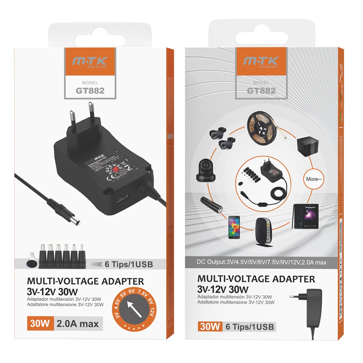 CARGADOR UNIVERSAL AUTOMÁTICO de 30W con 6 CLAVIJAS