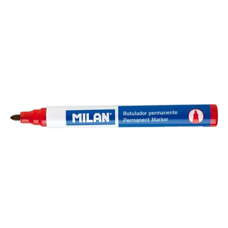 Milan Rotulador Permanente - Punta Redonda 4mm - Tinta a Base de Alcohol - Color Rojo