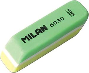 Milan Nata 6030 Goma de Borrar Biselada Bicolor - Plastico - No Daña el Papel - Colores Surtidos