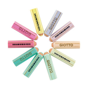 Giotto Happy Gomma Goma de Borrar - Forma de Lapiz - Para Borrar Grafito - 10 Colores Pastel