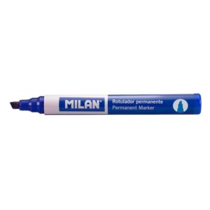 Milan Rotulador Permanente Punta Biselada - Punta 1 - 4mm - Tinta a Base de Alcohol - Color Azul
