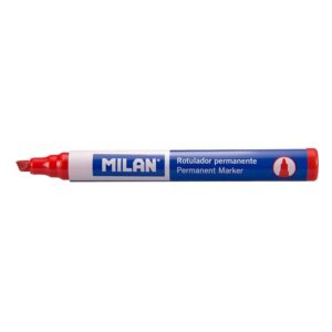 Milan Rotulador Permanente Punta Biselada - Punta 1 - 4mm - Tinta a Base de Alcohol - Color Rojo