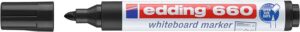 Edding 660 Rotulador para Pizarra Blanca - Punta Redonda - Trazo entre 1.5 y 3 mm. - Tinta Pigmentada - Recargable - Borrable en Seco - Color Negro