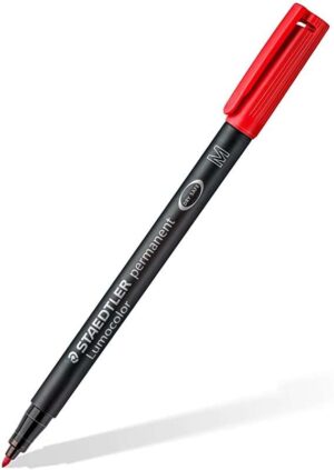 Staedtler Lumocolor 317 Rotulador Permanente - Punta Media Redonda - Trazo 1mm Aprox - Capuchon con Clip - Secado Rapido - Color Rojo