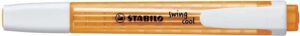 Stabilo Swing Cool Marcador Fluorescente - Cuerpo Plano - Punta Biselada - Trazo entre 1 y 4mm - Tinta con Base de Agua - Antisecado - Color Naranja
