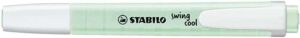 Stabilo Swing Cool Pastel Marcador Fluorescente - Cuerpo Plano - Punta Biselada - Trazo entre 1 y 4mm - Tinta con Base de Agua - Color Pizca de Menta