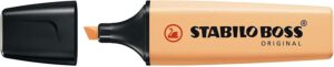 Stabilo Boss 70 Pastel Marcador Fluorescente - Trazo entre 2 y 5mm - Recargable - Tinta con Base de Agua - Color Naranja Palido