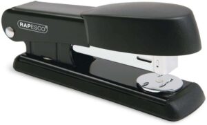 Rapesco Bowfin Grapadora Metalica de Sobremesa - Hasta 25 Hojas - Grapas 26/6, 24/6 - Grapado Cerrado y Abierto - Color Negro