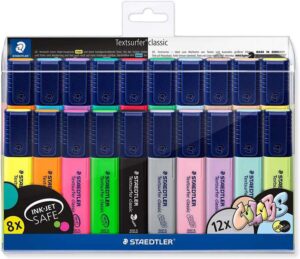 Staedtler Textsurfer Classic 364 Pack de 20 Marcadores Fluorescentes - Punta Biselada - Trazo entre 1 - 5mm - Tinta con Base de Agua - Colores Surtidos