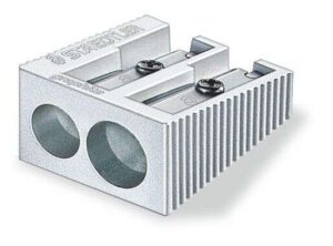 Staedtler Sacapuntas Metalico con Cuchilla de Metal - Angulo de Afilado de 23° y 30º - 2 Agujeros