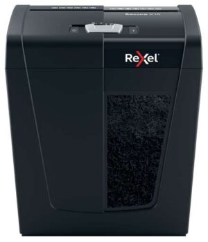 Rexel Secure X10 Destructora de Papel Manual Corte en Particulas P-4 - Destruye hasta 10 Hojas a la Vez - Capacidad de la Papelera 18L - Color Negro