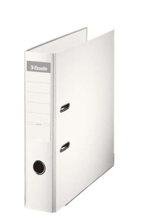 Esselte Archivador de Palanca Formato A4 - Lomo 75mm - Tarjetero en Lomo - Capacidad para 500 Hojas - Color Blanco