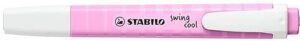 Stabilo Swing Cool Pastel Marcador Fluorescente - Cuerpo Plano - Punta Biselada - Trazo entre 1 y 4mm - Tinta con Base de Agua - Antisecado - Color Fucsia Helado