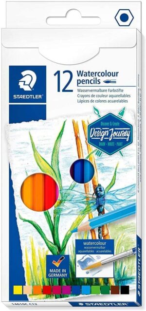 Staedtler 146 10C Pack de 12 Lapices de Colores Acuarelables - Resistentes a la Rotura - Colores Surtidos