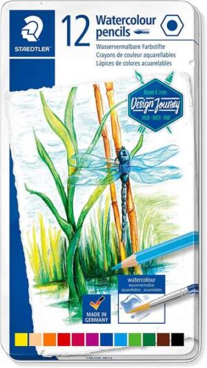 Staedtler 146 10C Pack de 12 Lapices de Colores Acuarelables - Resistentes a la Rotura - Colores Surtidos