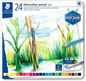Staedtler 146 10C Pack de 24 Lapices de Colores Acuarelables - Resistentes a la Rotura - Colores Surtidos