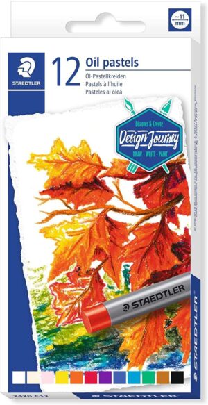 Staedtler Pasteles al Oleo 2420 Pack de 12 Ceras Blandas - Resistencia a la Rotura - Extremadamente Brillantes - Colores Surtidos
