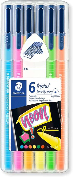 Staedtler Triplus Color 323 Pack de 6 Rotuladores de Punta Fina - Trazo 1mm Aprox - Tinta Base de Agua - Colores Surtidos