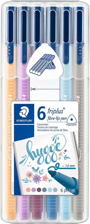 Staedtler Triplus Color 323 Pack de 6 Rotuladores de Punta Fina - Trazo 1mm Aprox - Tinta Base de Agua - Colores Surtidos