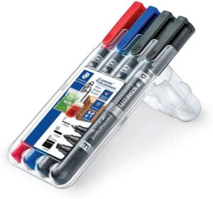 Staedtler Lumocolor 348 Pack de 4 Rotuladores Permanentes de Doble Punta - Secado Rapido - Colores Surtidos