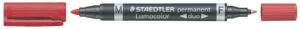 Staedtler Lumocolor 348 Rotulador Permanente de Doble Punta - Secado Rapido - Color Rojo