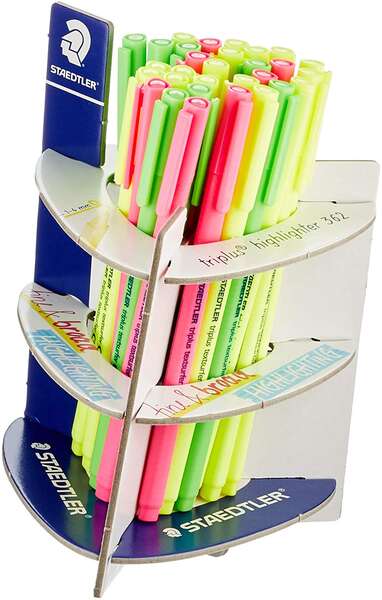 Staedtler Triplus Textsurfer 362 Expositor de 30 Rotuladores Fluorescentes - Trazo 1 - 4mm Aprox - Tinta Base de Agua - Colores Surtidos