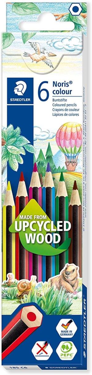 Staedtler Noris Colour 185 Pack de 6 Lapices Hexagonales de Colores - Resistencia a la Rotura - Material Wopex - Colores Surtidos