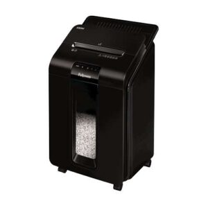 Fellowes AutoMax 100M Destructora de Papel Automatica Minicorte P-4 - Autoalimentacion 100 Hojas, Manual 10 Hojas - Papelera de 23L - Color Negro