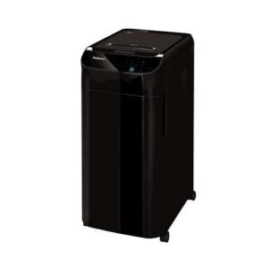 Fellowes AutoMax 350C Destructora de Papel Automatica Corte en Particulas P-4 - Alimentacion Automatica 350 Hojas, Manual 12 Hojas - Capacidad de la Papelera 68L - Color Negro