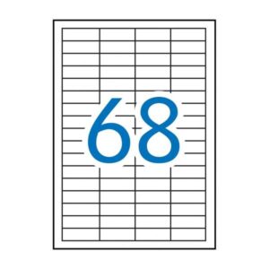 Apli Pack de 6.800 Etiquetas Rectangulares 48,5x16,9mm - 100 Hojas por 68 Etiquetas - Adhesivo Permanente - Cantos Rectos - Color Blanco