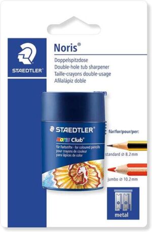Staedtler Noris Club 512 Sacapuntas de Plástico Doble Uso para Lapices Normales y Gruesos - De 7mm hasta 12mm - Deposito
