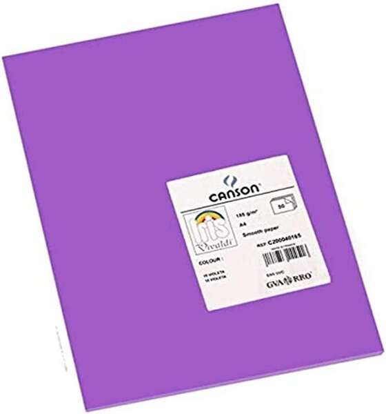 Canson Guarro Pack de 50 Cartulinas Iris A4 de 185g - 21x29.7cm - Color Violeta