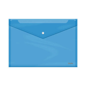 Dohe Sobre Portadocumentos Folio+ - Cierre de Broche - Polipropileno Cristal Transparente 150 Micras - Color Azul