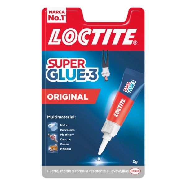 Loctite Super Glue-3 Original Pegamento Transparente Instantaneo 3gr - Formula Triple Resistencia - Secado en 3 Segundos - Tapon Antiobstruccion - 2640968