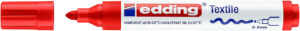 Edding 4500 Rotulador Permanente para Textil - Punta Redonda - Trazo entre 2 y 3mm - Olor Neutro - Secado Rapido - Color Rojo
