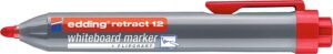 Edding Retract 12 Rotulador para Pizarra Blanca Retractil - Punta Redonda - Trazo entre 1.5 y 3mm - Recargable - Secado Rapido - Color Rojo