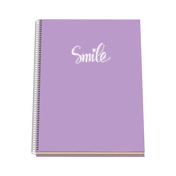 Dohe Serie Pastel Cuaderno con Espiral - Tamaño A4 de 100 Hojas 90gr - Hojas Microperforadas con 4 Taladros - Cuadricula 5mm - Color Morado Pastel