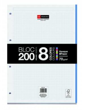 Miquel Rius Bloc8 Bloc Encolado Formato A4 Cuadricula 5x5mm - 200 Hojas de 70gr con 4 Taladros - Base de Carton