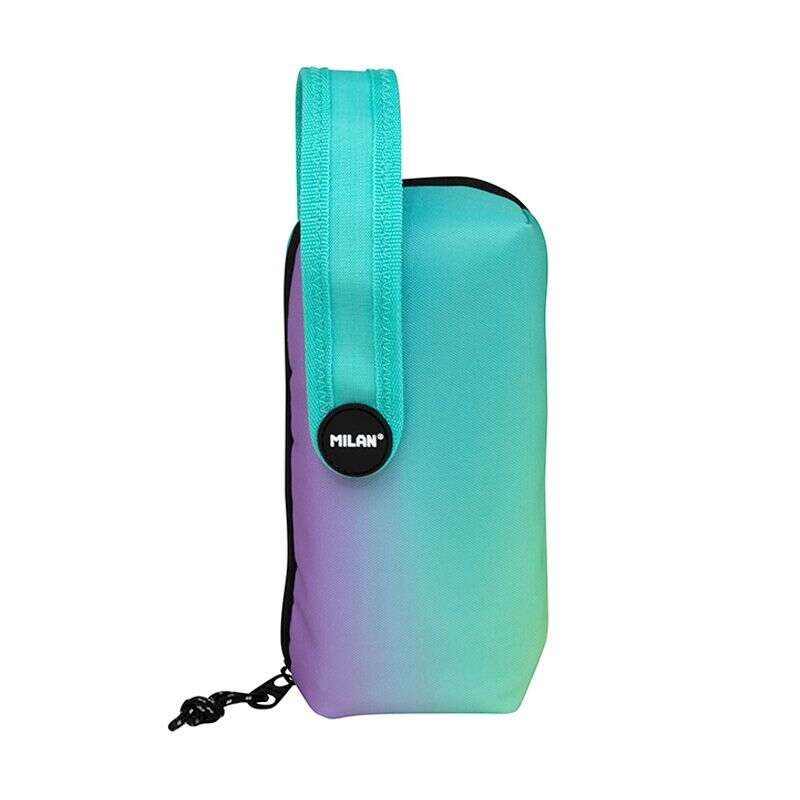 Milan Sunset Green Pack de 4 Estuches Portatodo con Contenido de Serie - Contenido: Goma de Borrar, 2 Sacapuntas, Lapiz de Grafito HB, 3 Boligrafos Capsule, Regla de 15cm, 12 Lapices de Colores Ergo y 12 Rotuladores