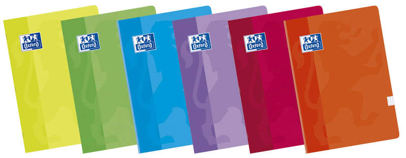 Oxford Classic Pack de 10 Libretas Grapadas Formato A5+ Cuadriculado 4x4mm - 48 Hojas con Margen - Tapa Blanda Plastificada - Colores Surtidos