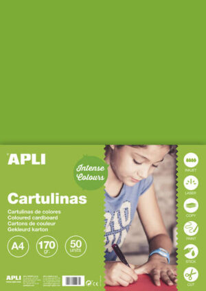 Apli Cartulina Verde Hierba A4 170g 50 Hojas