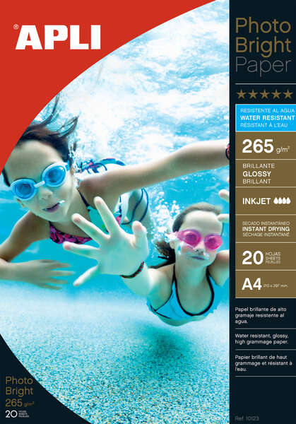 Apli Papel Fotografico Photobright Resistente Al Agua A4 265g 20 Hojas